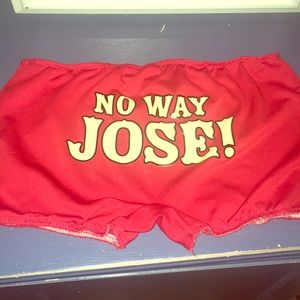 No way Jose red spandex shorts